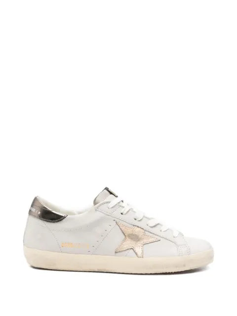 Golden Goose Super-Star trainers with crackle leather star and metallic foiled leather heels tab