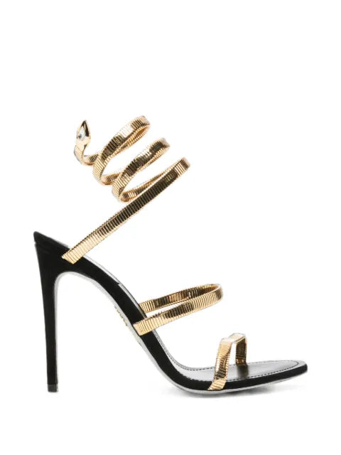 René Caovilla Juniper black and gold sandals