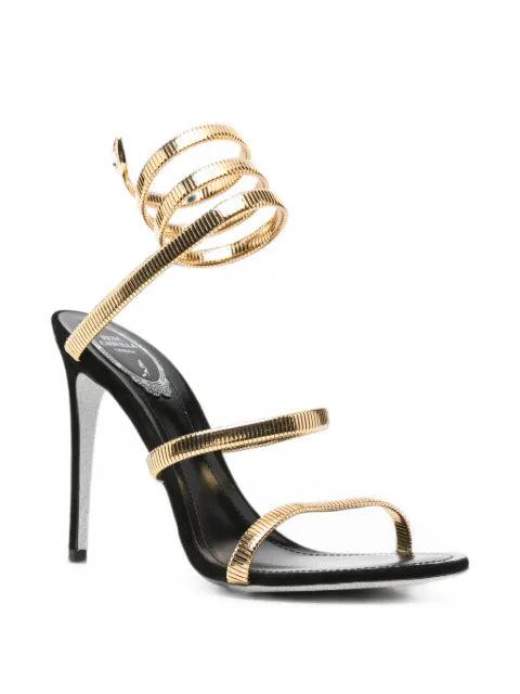René Caovilla Juniper black and gold sandals