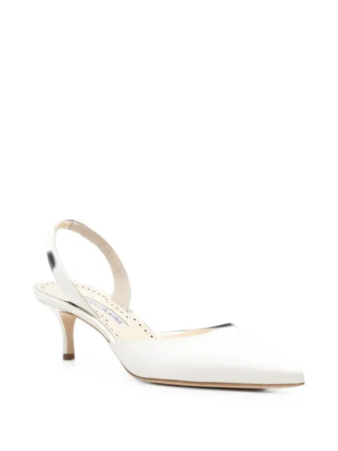 Manolo Blahnik Carolyne Bride satin slingback pumps