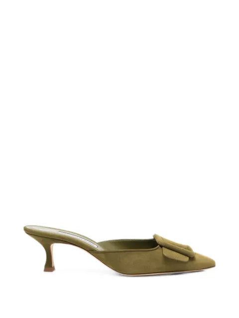 Manolo Blahnik Maysale suede kitten heel mules