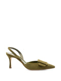 Manolo Blahnik Maysli suede buckle detail slingback pumps