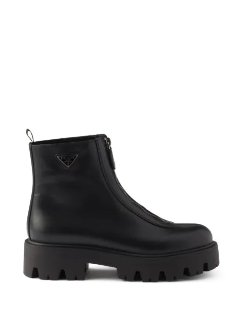 Prada leather zipper booties