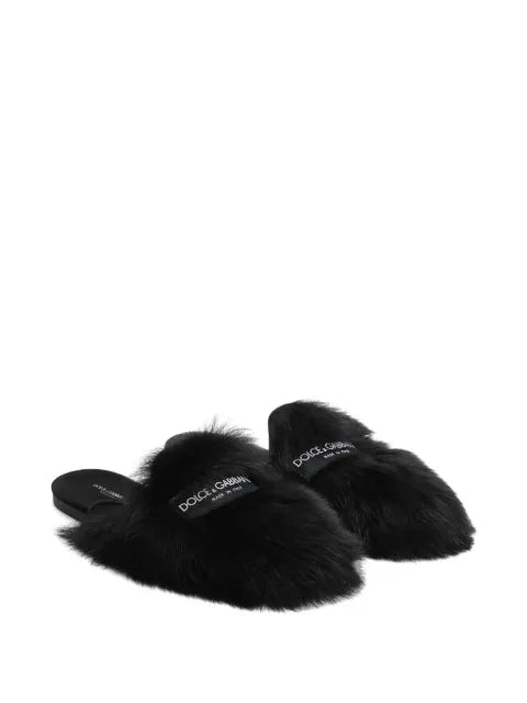 Dolce & Gabbana shearling and suede slippers