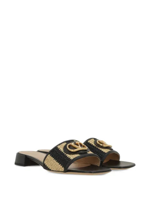 Valentino Garavani logo-plaque striped sandals