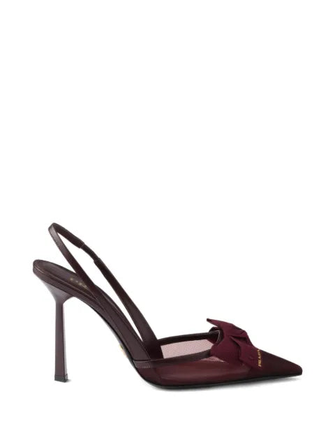 Prada mesh fabric slingback pumps