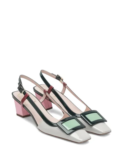 Roger Vivier Belle Vivier lacquered buckle slingback pumps