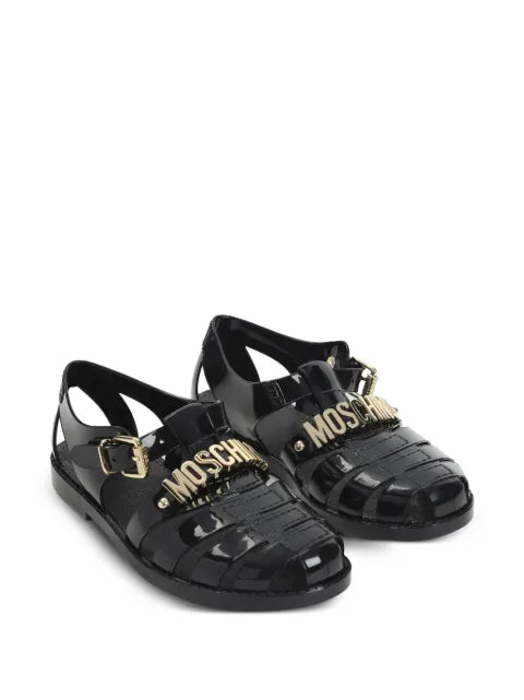 Moschino logo buckle sandals