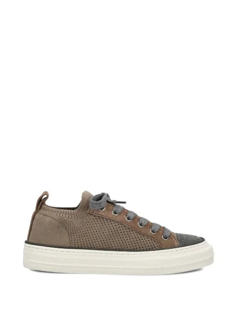 Brunello Cucinelli cotton knit and suede Monili sneakers
