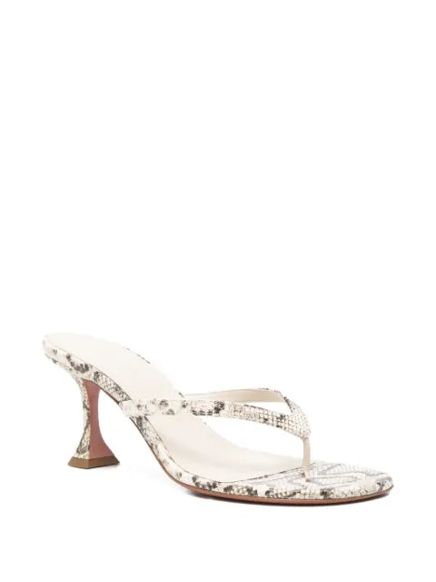Amina Muaddi Juliette thong slippers 70 matural printed snake