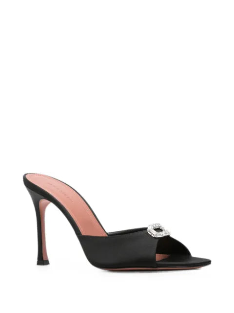 Amina Muaddi Mini Camelia slippers 95 black satin