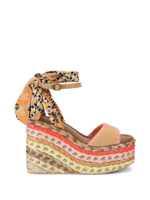 Kurt Geiger London Chelsea scarf wedge heel sandals