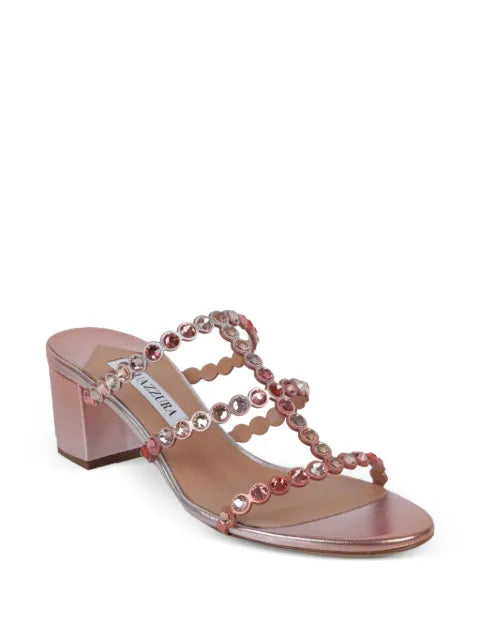 Aquazzura Tequila crystal-embellished scalloped sandals