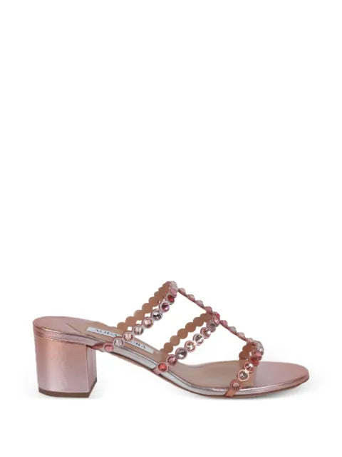 Aquazzura Tequila crystal-embellished scalloped sandals