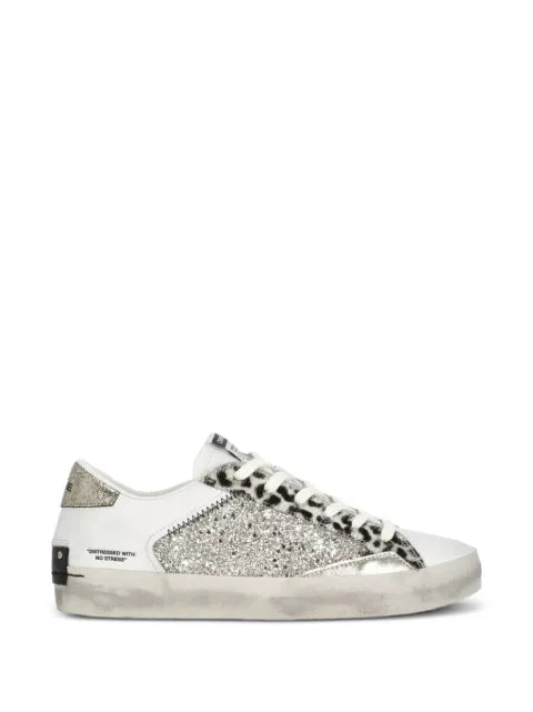 Crime London Distressed animal-print glitter sneakers