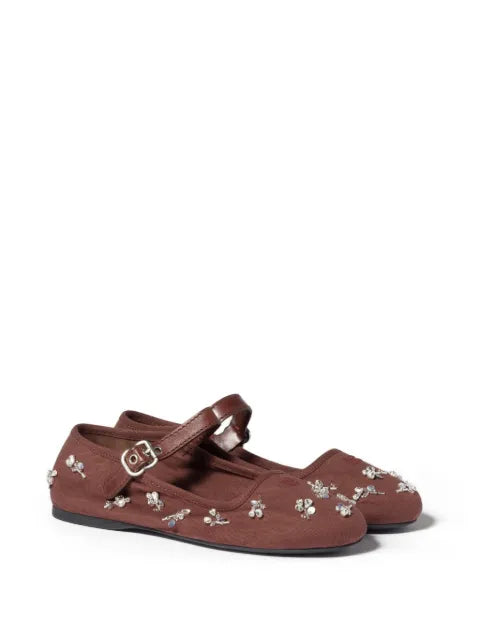 Miu Miu embroidered drill ballerinas