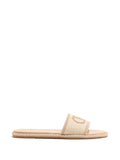 Valentino Garavani VLogo torchon slide sandals in linen canvas
