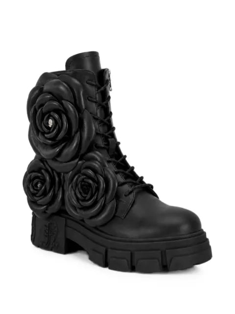 Philipp Plein lace-up boots Gothic Plein flowers
