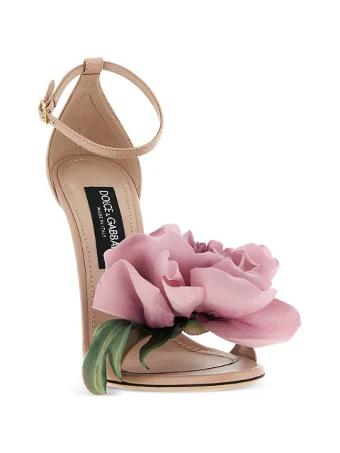 Dolce & Gabbana Desirée flower-appliqué ankle-strap leather sandals