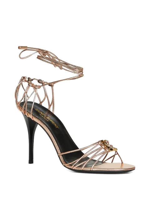 Saint Laurent Babylone sandals in metallic leather