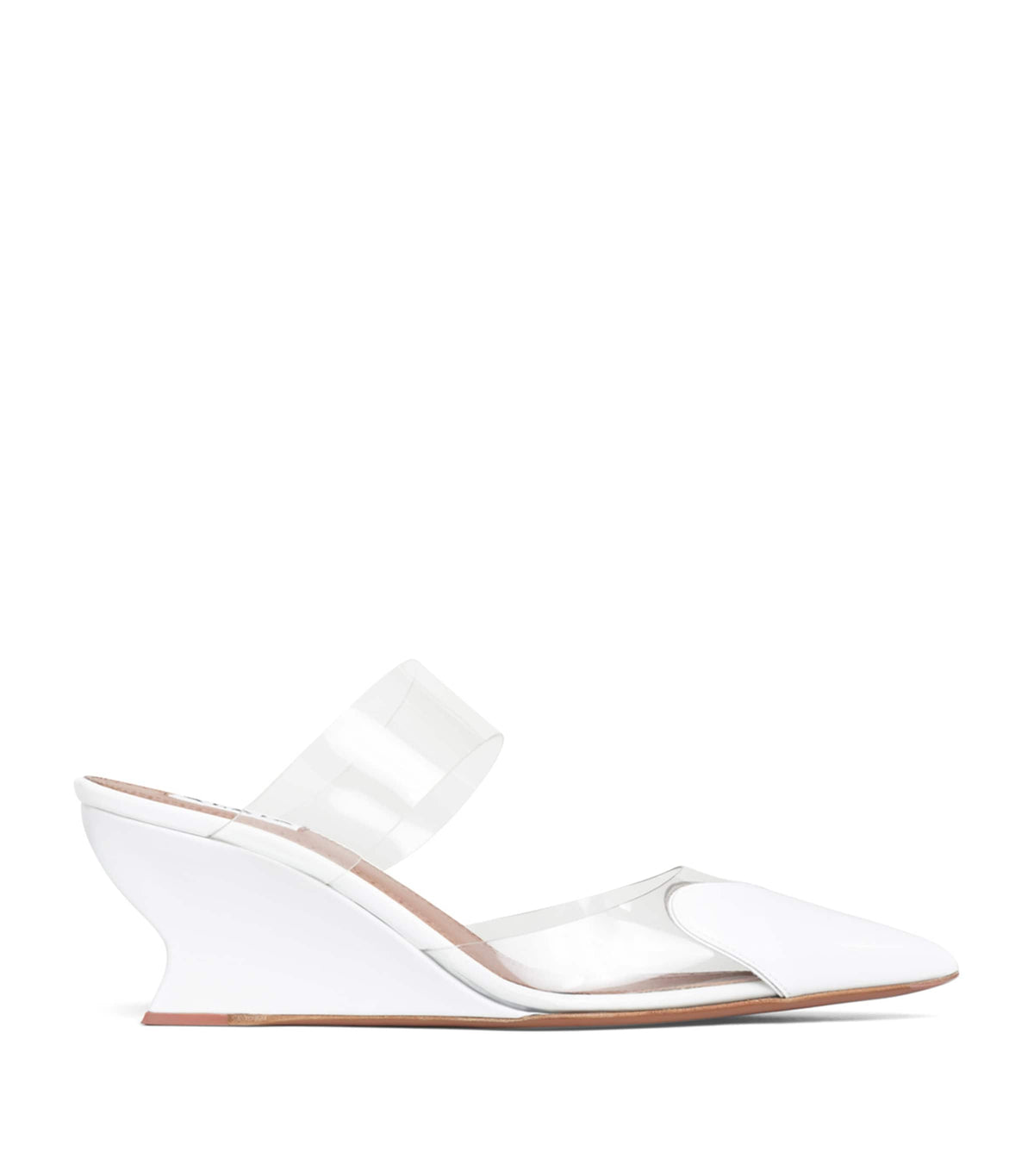 Alaïa Leather-PVC Le Coeur Wedge Mules 60