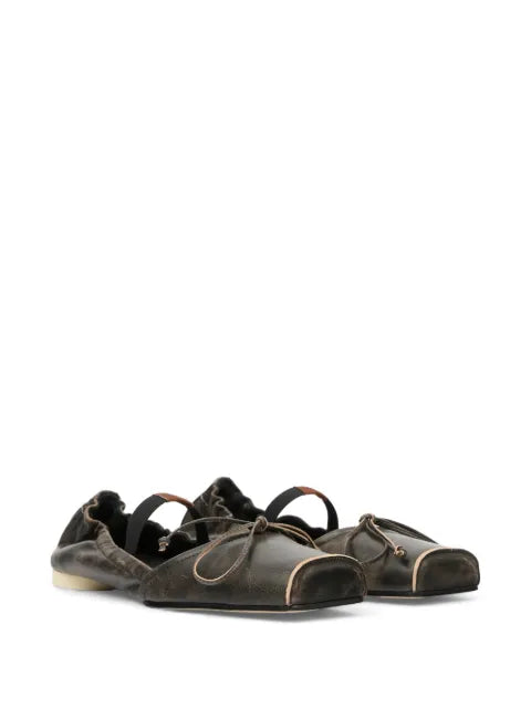 MM6 Maison Margiela square-toe leather ballerina shoes