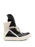 Rick Owens Tower Geobasket in black/milk/milk suede leather and full grain calf leather