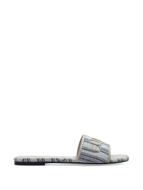 Furla logo striped flat sandals