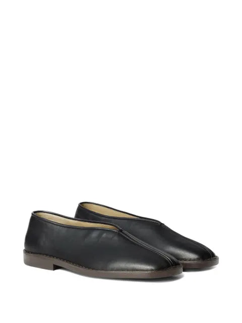 LEMAIRE flat piped slippers in leather