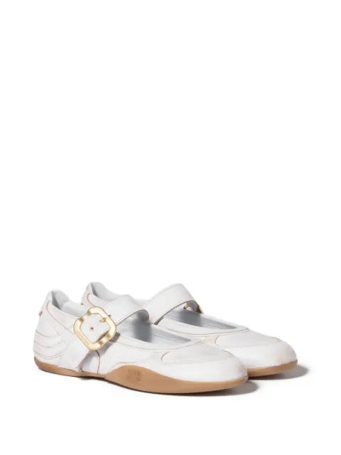 Miu Miu Gymnasium leather ballerinas with strap and buckle