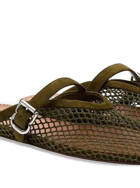 Alaïa fishnet buckled mules