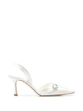 Manolo Blahnik Zutoslipla satin crystal buckle slingback pumps
