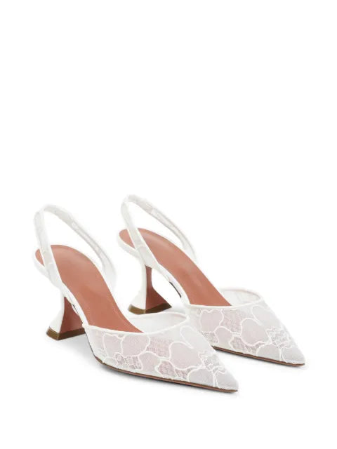 Amina Muaddi lace slingback pumps