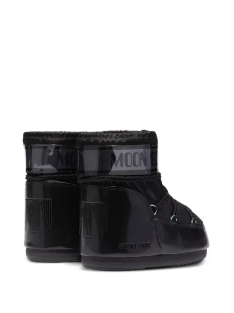 Moon Boot Icon Low Glance black satin boots