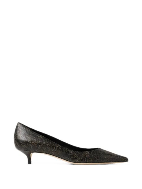 Jimmy Choo Amelia black and toffee crackled leather pumps