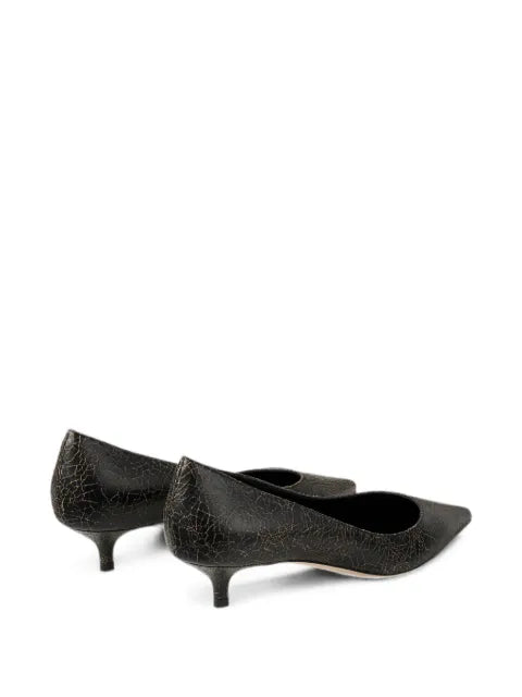 Jimmy Choo Amelia black and toffee crackled leather pumps