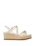 Jimmy Choo Nyra 60 soft gold mix metallic nappa leather sandal wedges