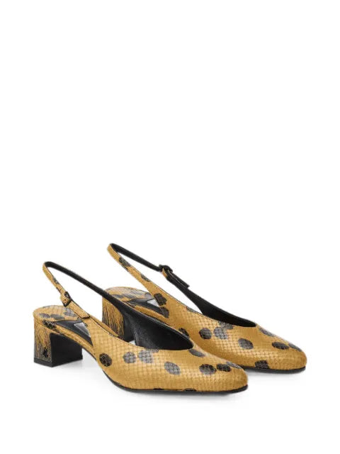 Jimmy Choo Eyla sling-back 45 cigar and black spotty elaphe-printed leather pumps