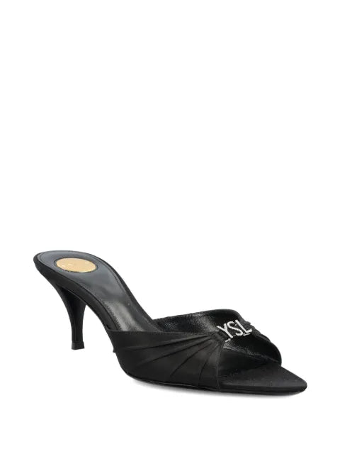 Saint Laurent Jerry mules in satin crepe and rhinestones