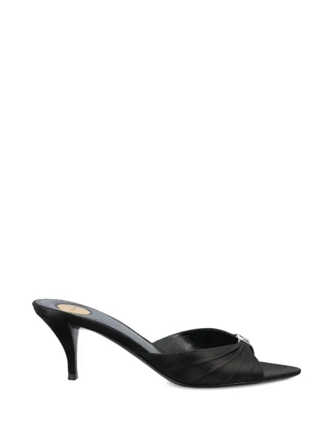Saint Laurent Jerry mules in satin crepe and rhinestones