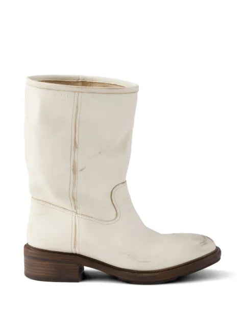Prada vintage-effect leather boots