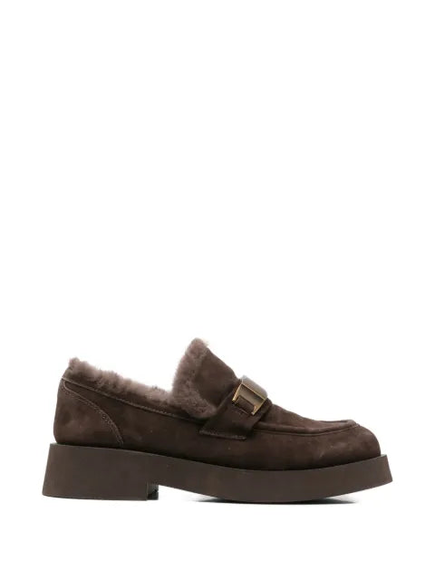 SERGIO MORETTI FIRENZE shearling-lined buckle-detail loafers