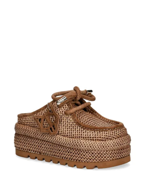 NAKED WOLFE Blizzard raffia mules
