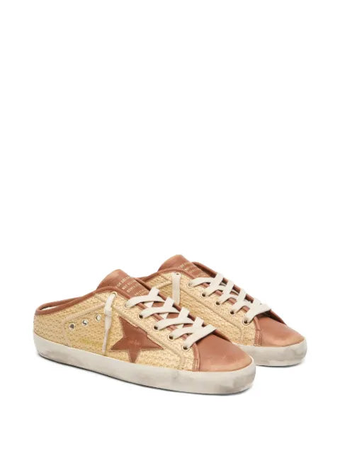 Golden Goose Super-Star sabots in raffia with brick-red star slip-ons