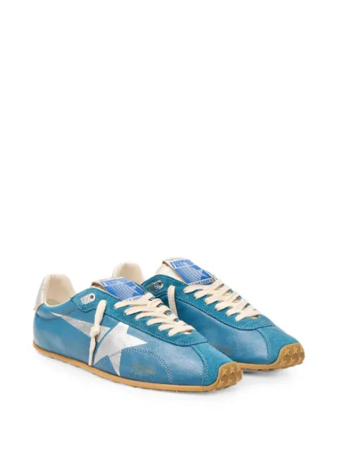 Golden Goose Marathon Speed in blue nappa with printed star and silver leather heel tab sneakers