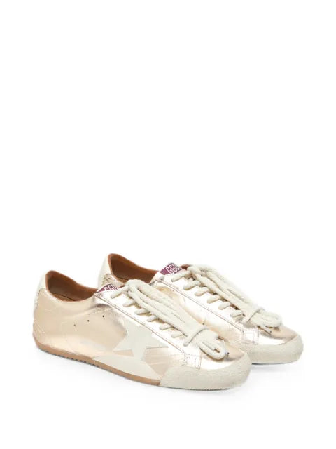 Golden Goose True-Star trainers in metallic platinum leather with light gray suede star
