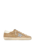 Golden Goose Super-Star trainers in tobacco suede with silver glitter star
