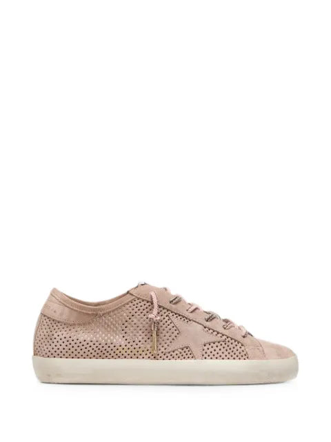 Golden Goose Super-Star LTD in powder-pink perforated suede with tone-on-tone star sneakers