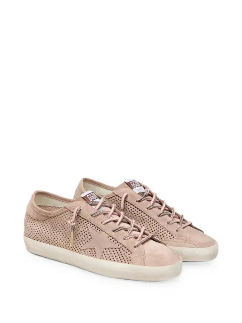 Golden Goose Super-Star LTD in powder-pink perforated suede with tone-on-tone star sneakers