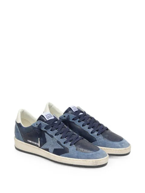 Golden Goose Ball Star LTD in dark-blue leather with light-blue Swarovski crystal star and suede inserts sneakers
